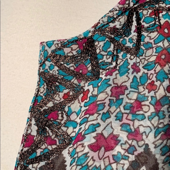 Joie Silk Floral Top with Bronze Embroidery - Picture 4 of 8